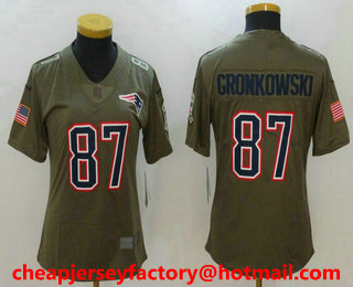 Women's New England Patriots #87 Rob Gronkowski Olive 2017 Salute To Service Stitched NFL Nike Limited Jersey