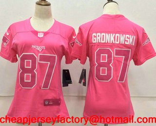Women's New England Patriots #87 Rob Gronkowski Pink Fashion 2017 Rush NFL Nike Limited Jersey