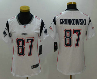 Women's New England Patriots #87 Rob Gronkowski White 2017 Vapor Untouchable Stitched NFL Nike Limited Jersey