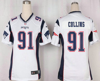 Women's New England Patriots #91 Jamie Collins NEW White Road Stitched NFL Nike Game Jersey