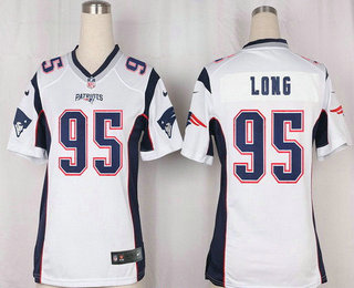 Women's New England Patriots #95 Chris Long NEW White Road Stitched NFL Nike Game Jersey
