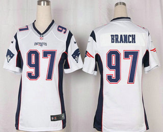 Women's New England Patriots #97 Alan Branch NEW White Road Stitched NFL Nike Game Jersey