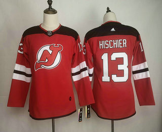 Women's New Jersey Devils #13 Nico Hischier Red Adidas Stitched NHL Jersey