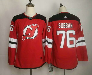 Women's New Jersey Devils #76 PK Subban Red Adidas Stitched NHL Jersey