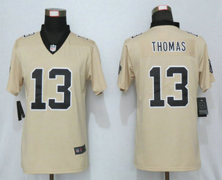 Women's New Orleans Saints #13 Michael Thomas Gold 2019 Inverted Legend Stitched NFL Nike Limited Jersey