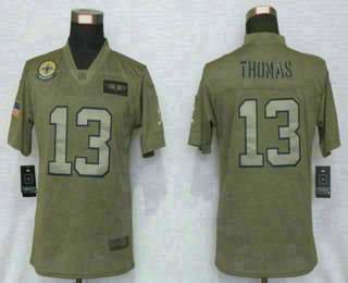Women's New Orleans Saints #13 Michael Thomas NEW Olive 2019 Salute To Service Stitched NFL Nike Limited Jersey