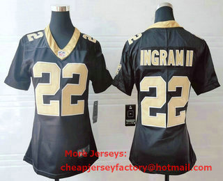 Women's New Orleans Saints #22 Mark Ingram II Black 2017 Vapor Untouchable Stitched NFL Nike Limited Jersey
