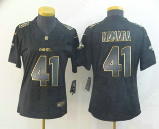 Women's New Orleans Saints #41 Alvin Kamara Black Gold 2019 Vapor Untouchable Stitched NFL Nike Limited Jersey