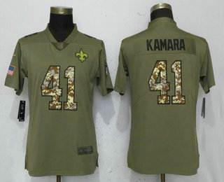 Women's New Orleans Saints #41 Alvin Kamara Olive With Camo 2017 Salute To Service Stitched NFL Nike Limited Jersey