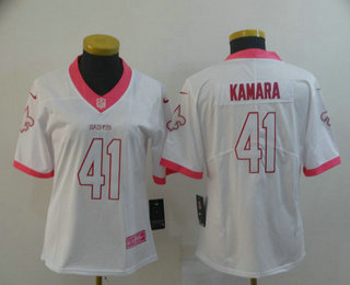 Women's New Orleans Saints #41 Alvin Kamara White Pink 2016 Color Rush Fashion NFL Nike Limited Jersey