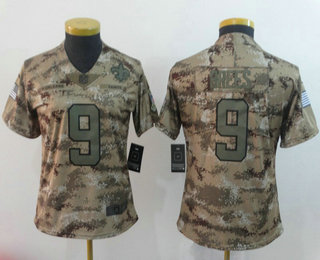 Women's New Orleans Saints #9 Drew Brees 2018 Camo Salute to Service Stitched NFL Nike Limited Jersey