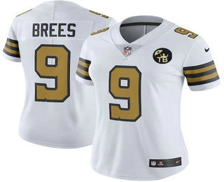 Women's New Orleans Saints #9 Drew Brees White With TB Patch 2016 Color Rush Stitched NFL Nike Limited Jersey