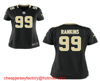 Women's New Orleans Saints #99 Sheldon Rankins Black Team Color Stitched NFL Nike Game Jersey