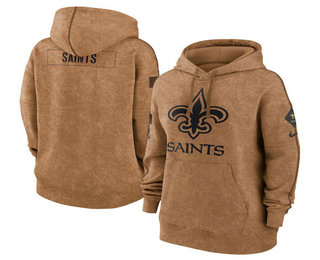 Women's New Orleans Saints 2023 Brown Salute to Service Pullover Hoodie