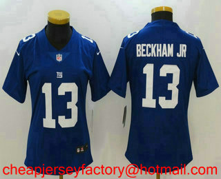 Women's New York Giants #13 Odell Beckham Jr Blue 2017 Vapor Untouchable Stitched NFL Nike Limited Jersey