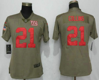 Women's New York Giants #21 Landon Collins Olive 2017 Salute To Service Stitched NFL Nike Limited Jersey