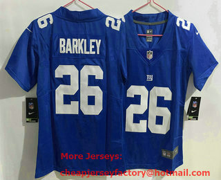 Women's New York Giants #26 Saquon Barkley Blue 2017 Vapor Untouchable Stitched NFL Nike Limited Jersey