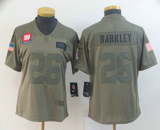 Women's New York Giants #26 Saquon Barkley NEW Olive 2019 Salute To Service Stitched NFL Nike Limited Jersey