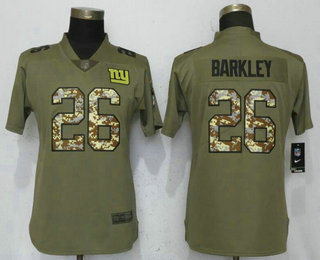 Women's New York Giants #26 Saquon Barkley Olive With Camo 2017 Salute To Service Stitched NFL Nike Limited Jersey