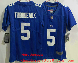 Women's New York Giants #5 Kayvon Thibodeaux Blue 2021 Vapor Untouchable Stitched NFL Nike Limited Jersey