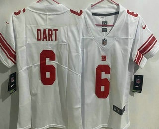 Women's New York Giants #6 Jaxson Dart Limited White Vapor Jersey