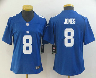 Women's New York Giants #8 Daniel Jones Blue 2019 Vapor Untouchable Stitched NFL Nike Limited Jersey