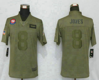 Women's New York Giants #8 Daniel Jones NEW Olive 2019 Salute To Service Stitched NFL Nike Limited Jersey