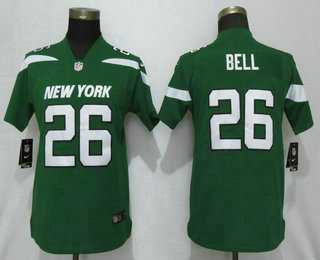 Women's New York Jets #26 Le'Veon Bell Green NEW 2019 Vapor Untouchable Stitched NFL Nike Limited Jersey