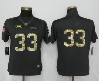 Women's New York Jets #33 Jamal Adams Black Anthracite 2016 Salute To Service Stitched NFL Nike Limited Jersey