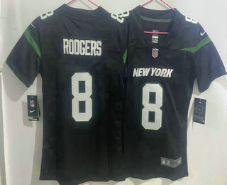 Women's New York Jets #8 Aaron Rodgers Black 2023 Vapor Untouchable Stitched Nike Limited Jersey