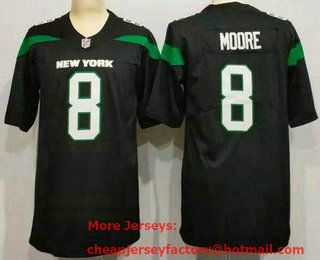 Women's New York Jets #8 Elijah Moore Black 2021 Vapor Untouchable Stitched NFL Nike Limited Jersey