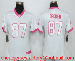 Women's New York Jets #87 Eric Decker White Pink 2016 Color Rush Fashion NFL Nike Limited Jersey