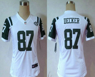 Women's New York Jets #87 Eric Decker White Road Stitched NFL Nike Game Jersey