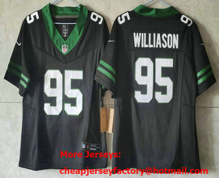 Women's New York Jets #95 Quinnen Williams Limited Black 2024 FUSE Vapor Jersey