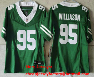 Women's New York Jets #95 Quinnen Williams Limited Green 2024 FUSE Vapor Jersey