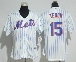 Women's New York Mets #15 Tim Tebow White Home Stitched MLB Cool Base Jersey