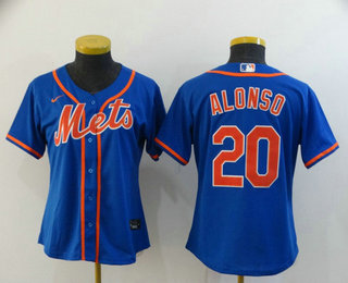 Women's New York Mets #20 Pete Alonso Blue Stitched MLB Cool Base Nike Jersey