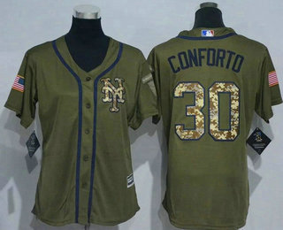 Women's New York Mets #30 Michael Conforto Green Salute to Service Baseball Jersey
