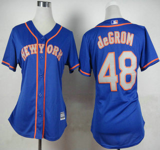 Women's New York Mets #48 Jacob deGrom Blue With Gray Jersey