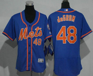 Women's New York Mets #48 Jacob deGrom Blue With Orange 2016 Flexbase Stitched Baseball Jersey