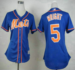 Women's New York Mets #5 David Wright Alternate Blue With Gray Stitched MLB Cool Base Jersey
