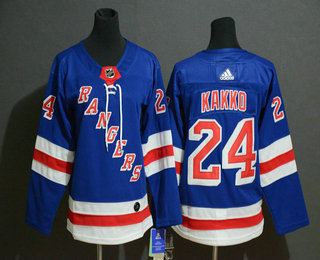 Women's New York Rangers #24 Kaapo Kakko Royal Blue Home Adidas Hockey Stitched NHL Jersey