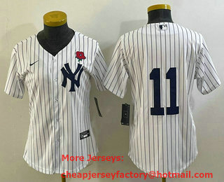 Women's New York Yankees #11 Anthony Volpe White Rose No Name Stitched Nike Cool Base Jersey