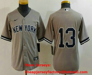 Women's New York Yankees #13 Joey Gallo Grey No Name Stitched Nike Cool Base Jersey