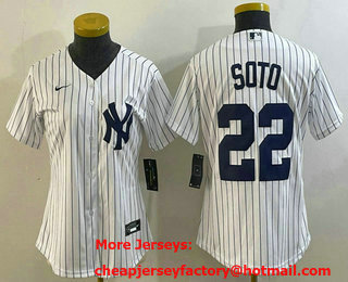 Women's New York Yankees #22 Juan Soto White Cool Base Stitched Baseball Jersey
