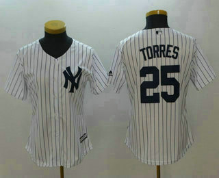 Women's New York Yankees #25 Gleyber Torres White Home Stitched MLB Cool Base Jersey