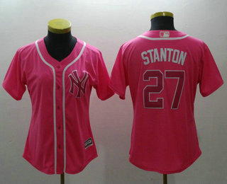 Women's New York Yankees #27 Giancarlo Stanton Pink Fashion Stitched MLB Cool Base Jersey