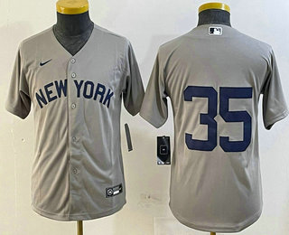 Women's New York Yankees #35 Cody Bellinger Grey Without Name Field of Dreams Cool Base Jersey
