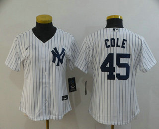 Women's New York Yankees #45 Gerrit Cole White Home Stitched MLB Cool Base Nike Jersey