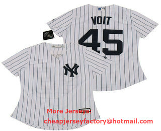 Women's New York Yankees #45 Luke Voit White Home Stitched MLB Cool Base Jersey